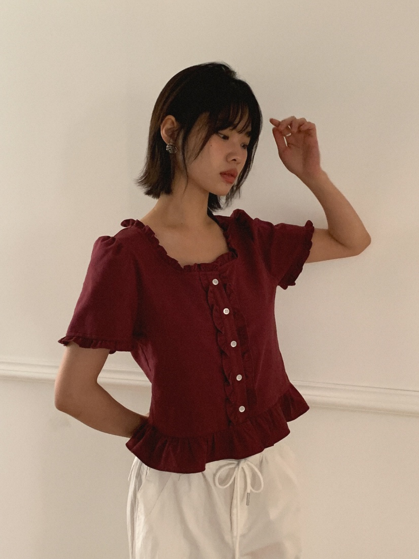 SLAT韓國㊣直郵東大門代購女裝新品休閑人氣熱賣襯衫蕾絲衫SLAT襯衫/蕾絲衫