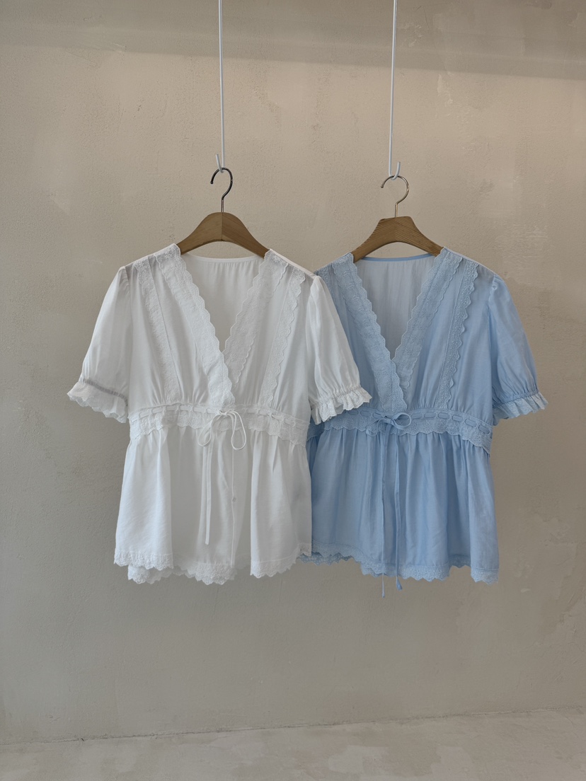LAUNDRY韓國直郵㊣東大門實拍女裝新品25春夏襯衫蕾絲衫蕾絲LAUNDRY襯衫/蕾絲衫