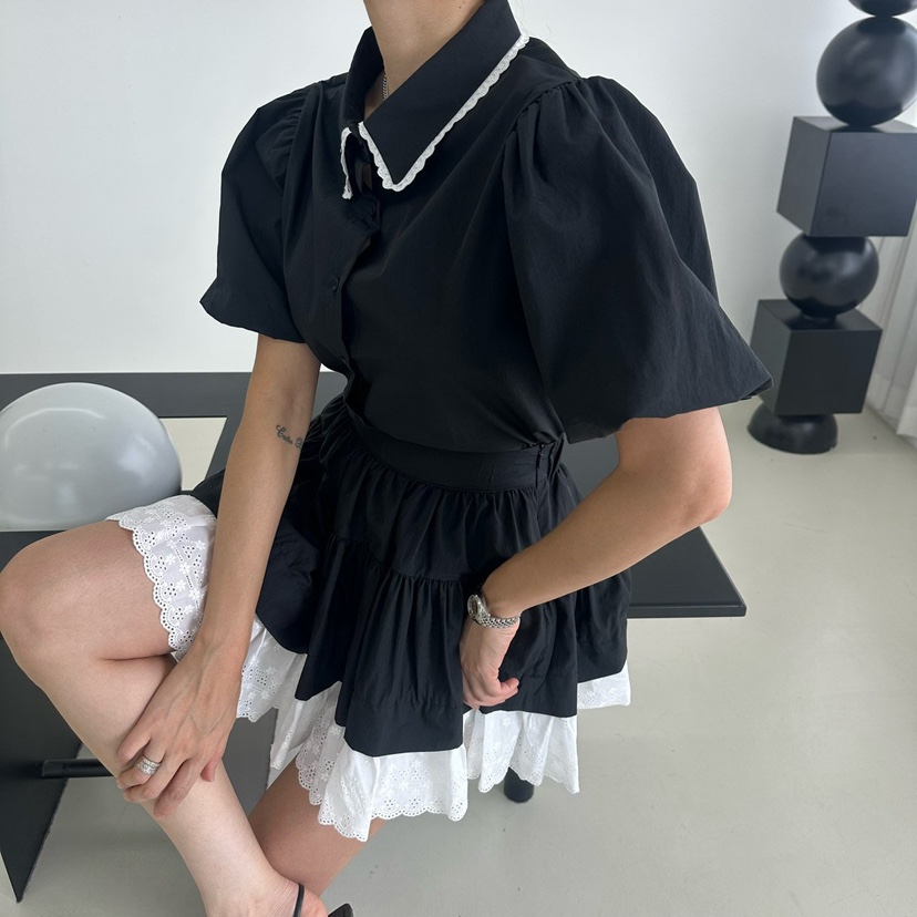 MABEL-Q直郵韓國代購㊣女裝新款人氣休閑熱賣25春夏襯衫蕾絲衫SOUIT by mabel-Q襯衫/蕾絲衫