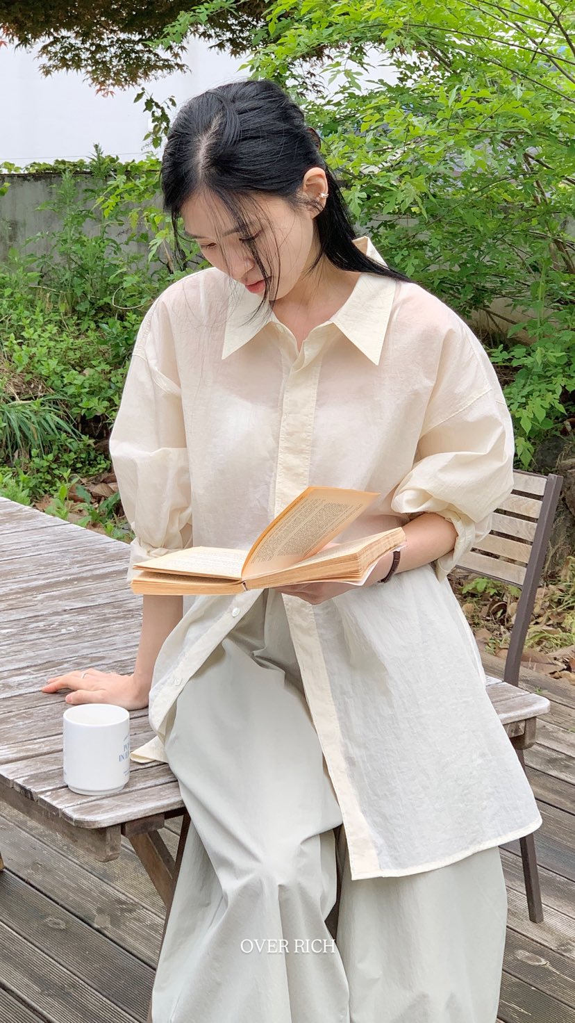 OVER RICH韓國直郵㊣東大門實拍女裝新品熱賣休閑襯衫蕾絲衫OVER RICH襯衫/蕾絲衫