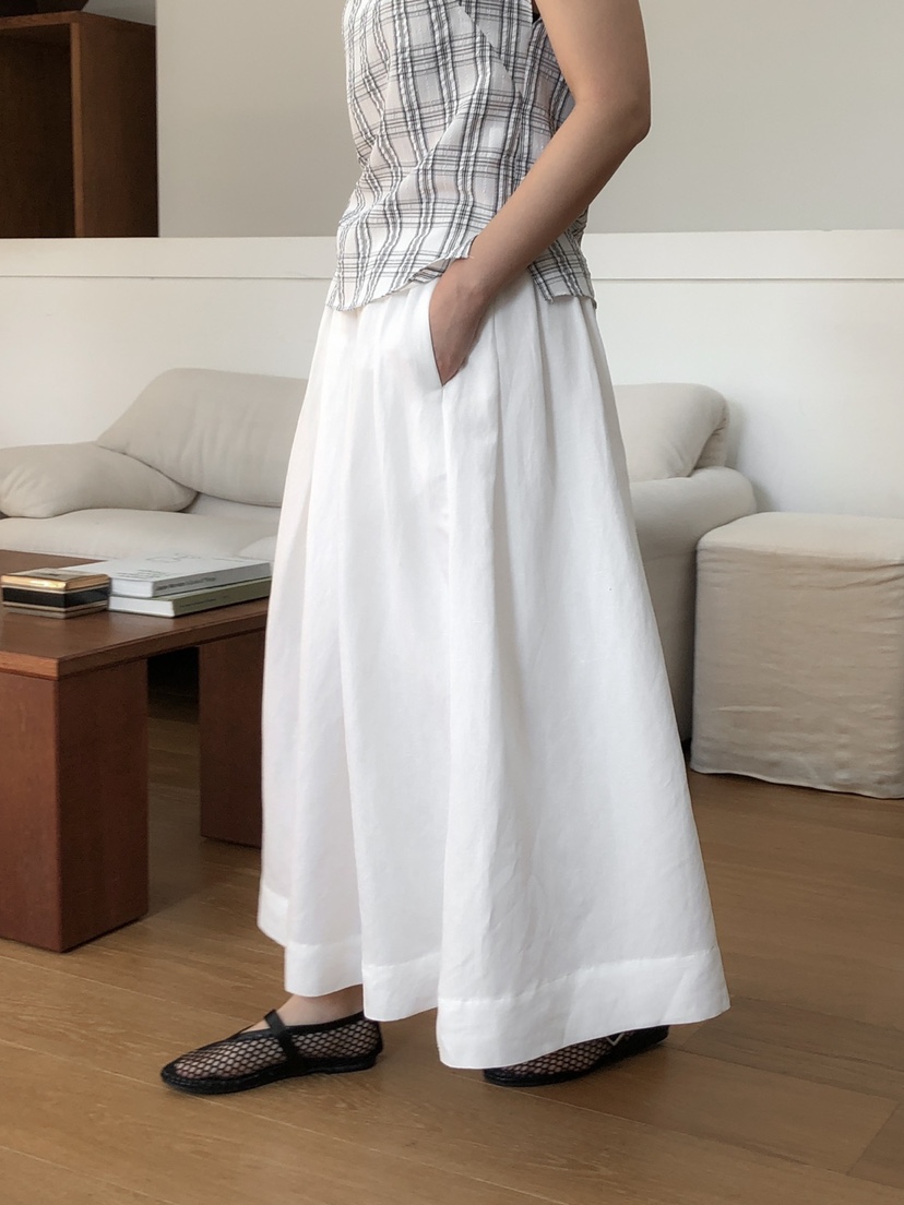 LONG PEAK韓國㊣直郵東大門代購女裝新品人氣長裙喇叭亞麻LONG PEAK長裙