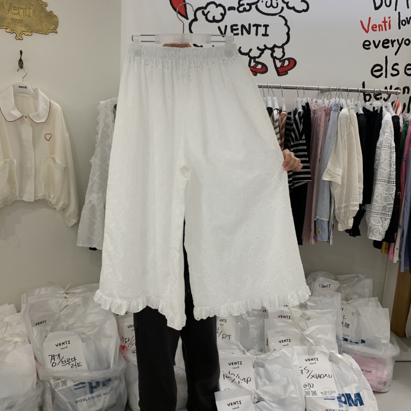 VENTI韓國直郵㊣女裝新品熱賣推薦25春夏時尚休閑休閑褲蕾絲VENTI休閑褲