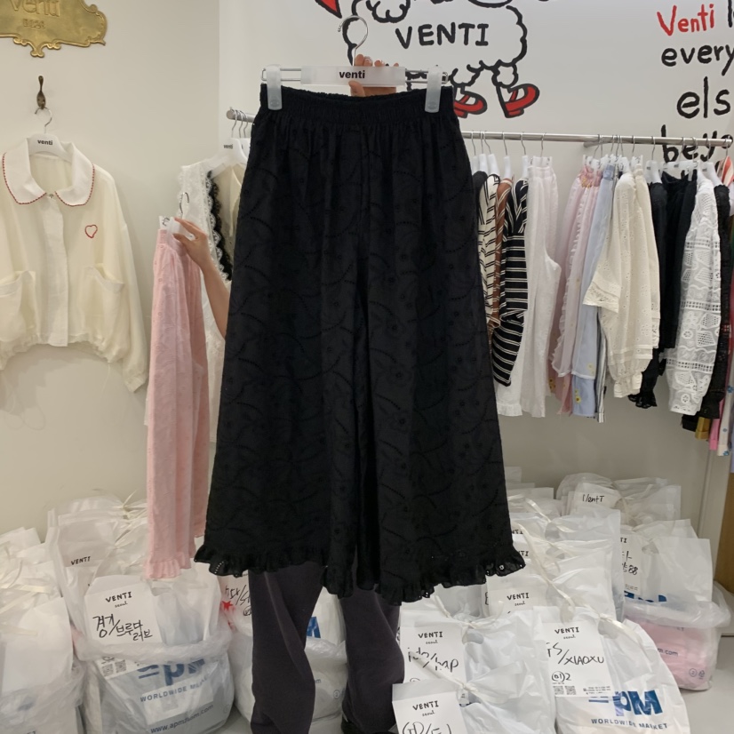 VENTI韓國直郵㊣女裝新品熱賣推薦25春夏時尚休閑休閑褲蕾絲VENTI休閑褲圖色3