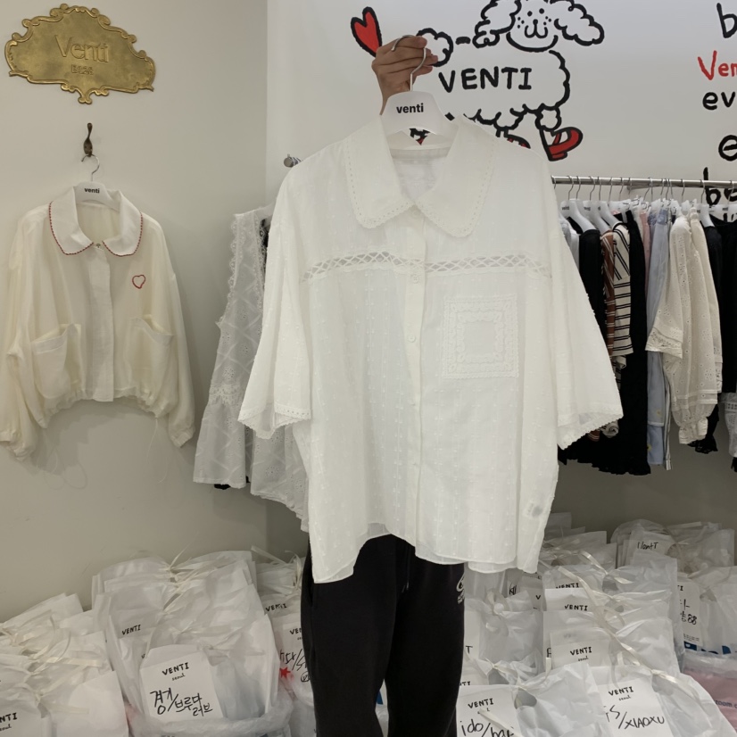 VENTI韓國直郵㊣女裝新款時尚休閑人氣25春夏推薦襯衫蕾絲衫VENTI襯衫/蕾絲衫