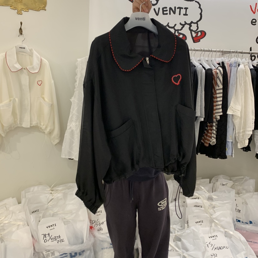 VENTI韓國直郵㊣東大門實拍女裝新品推薦休閑熱賣25春夏夾克刺繡VENTI夾克圖色4