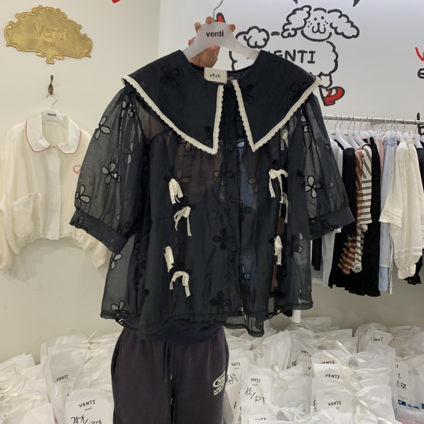 VENTI韓國直郵㊣女裝新款時尚人氣推薦休閑熱賣25春夏襯衫蕾絲衫VENTI襯衫/蕾絲衫圖色2