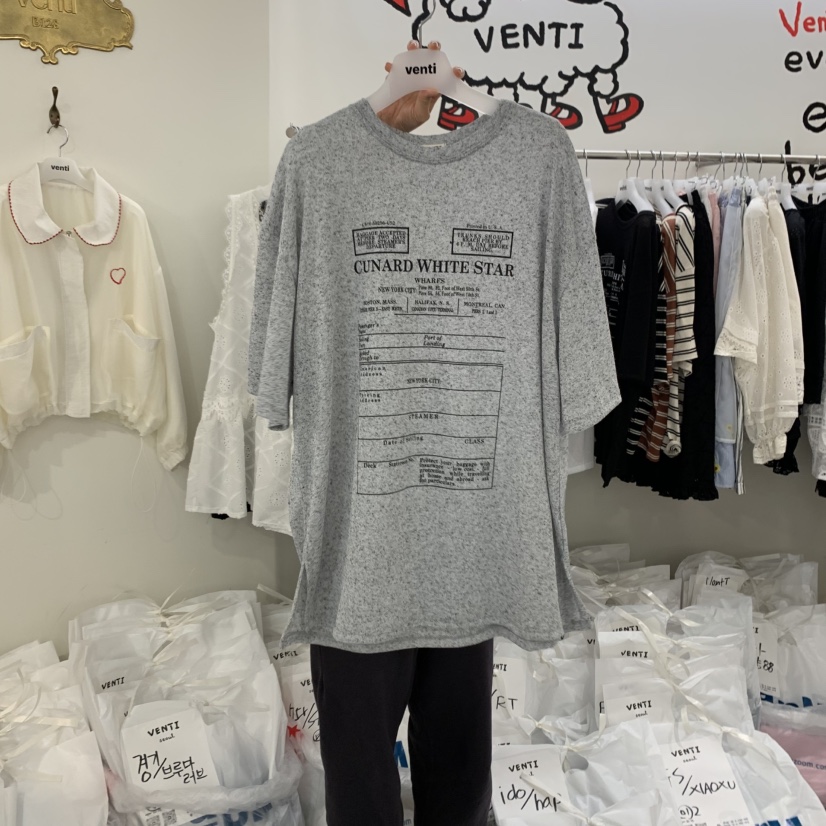 VENTI直郵韓國代購㊣女裝新品25春夏時尚休閑推薦熱賣人氣T恤VENTIT恤圖色2