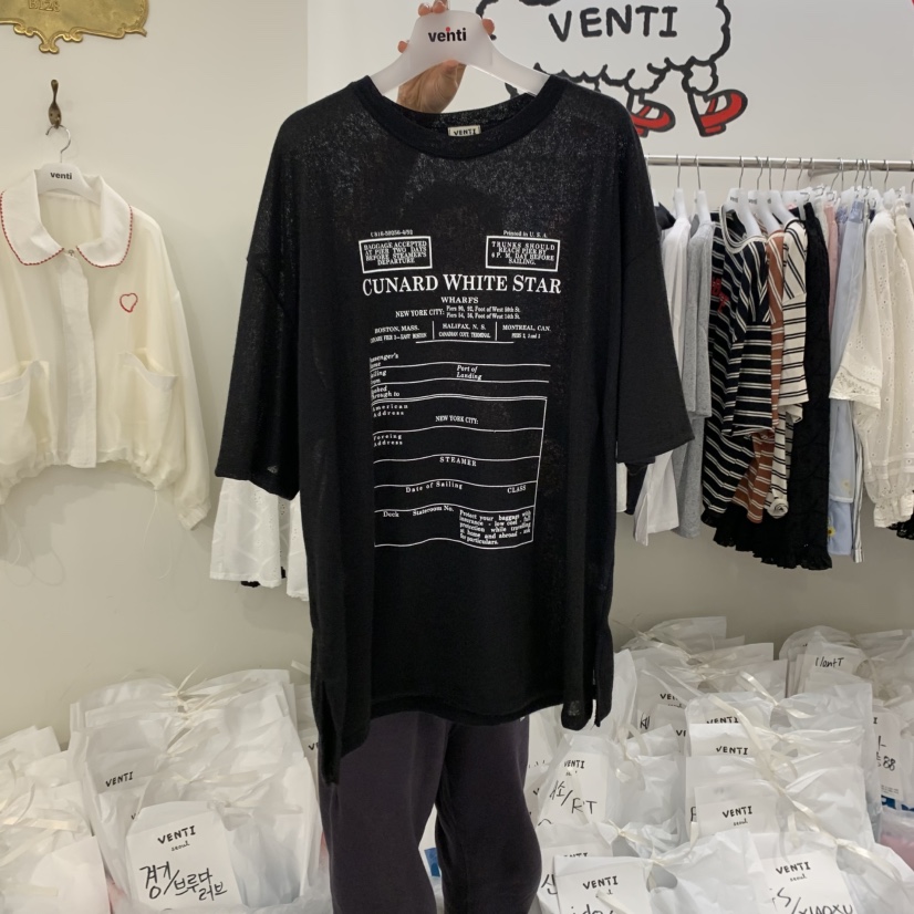 VENTI直郵韓國代購㊣女裝新品25春夏時尚休閑推薦熱賣人氣T恤VENTIT恤圖色3