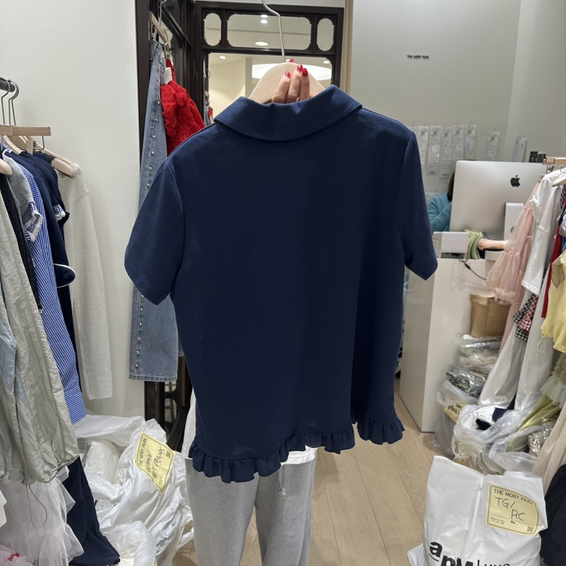 THEMORYPARK韓國㊣直郵東大門代購女裝新品25春夏T恤荷葉邊THE MORY PARKT恤