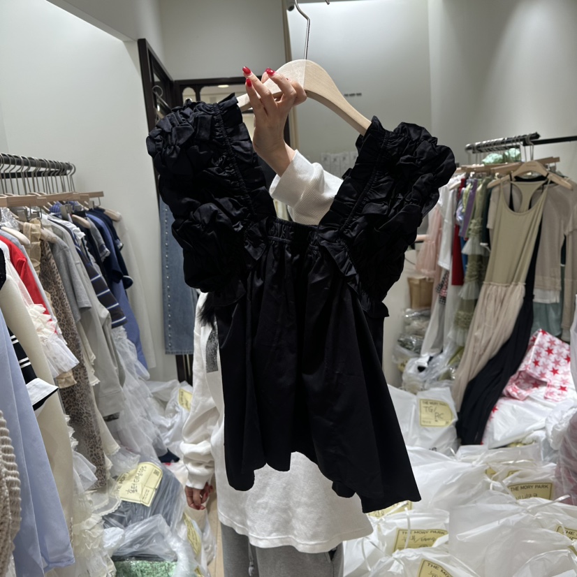 THEMORYPARK韓國直郵㊣女裝新品休閑人氣推薦吊帶背心泡泡袖THE MORY PARK吊帶/背心