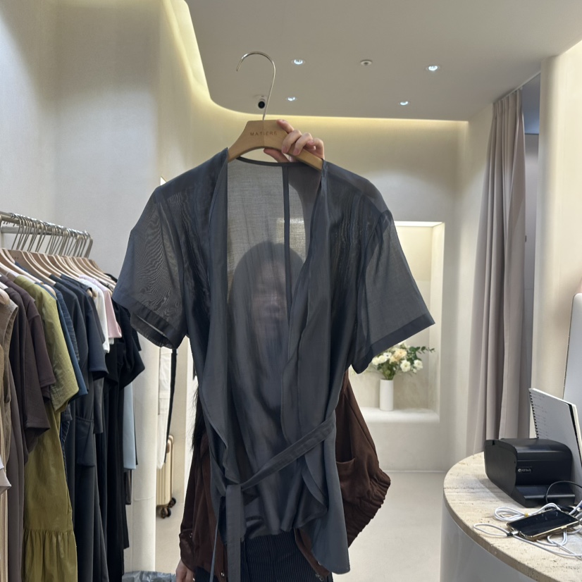 MATIERE直郵韓國代購㊣女裝新品時尚熱賣休閑25春夏夾克含腰帶MATIERE夾克圖色2