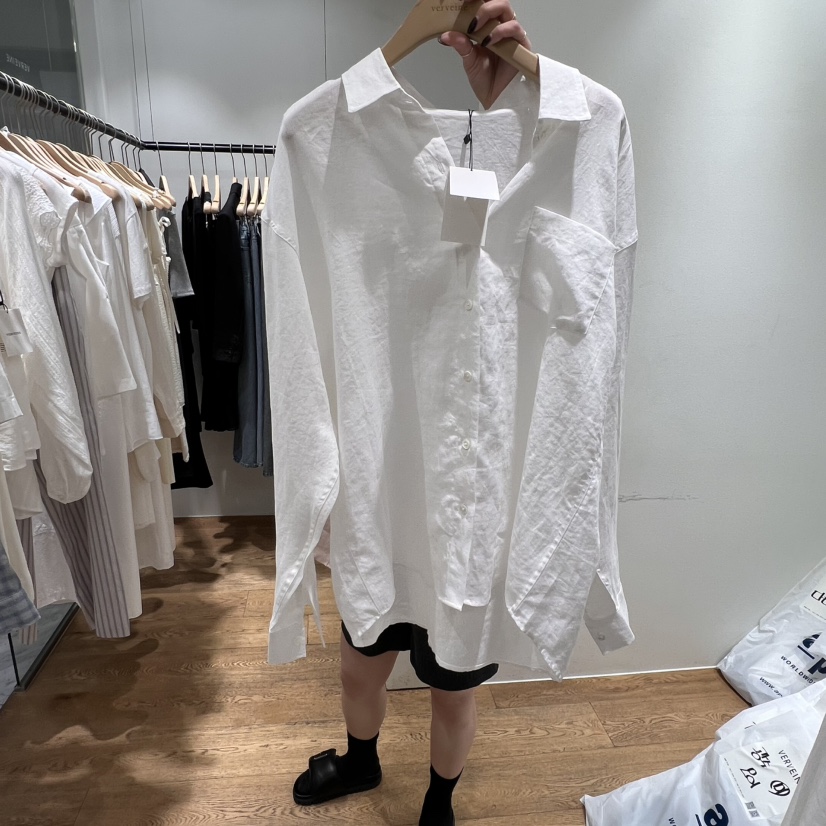 VERVEINE韓國㊣直郵東大門代購女裝新款25春夏襯衫蕾絲衫亞麻VERVEINE襯衫/蕾絲衫