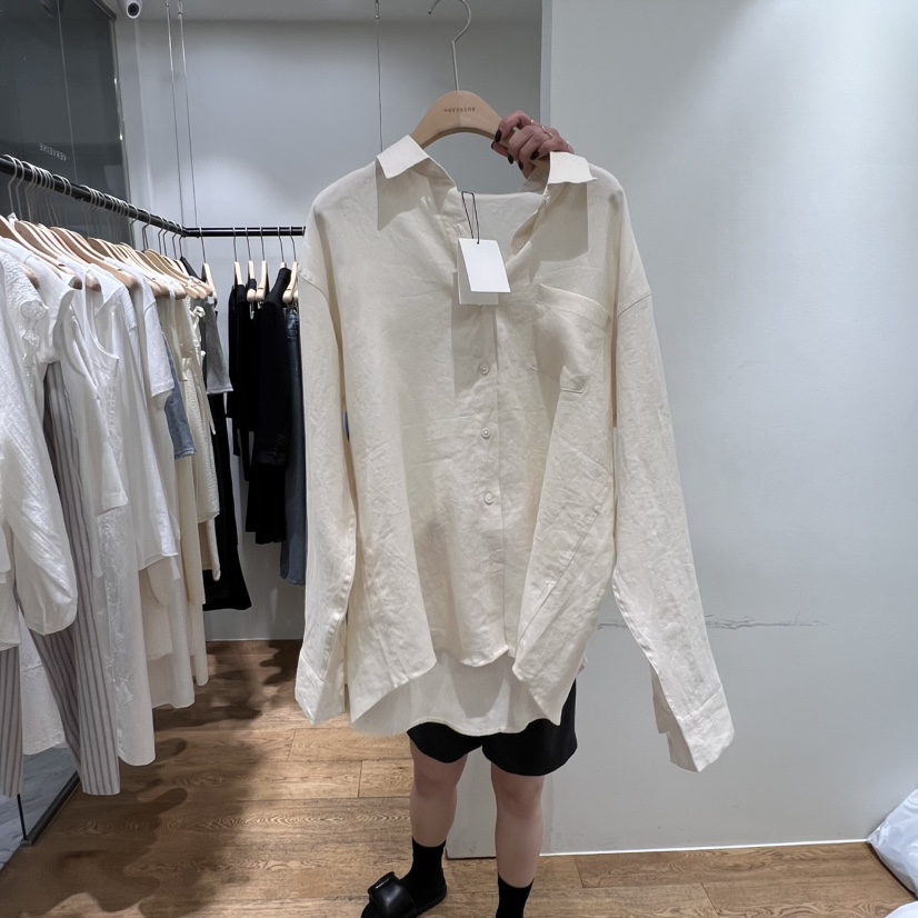 VERVEINE韓國㊣直郵東大門代購女裝新款25春夏襯衫蕾絲衫亞麻VERVEINE襯衫/蕾絲衫圖色2