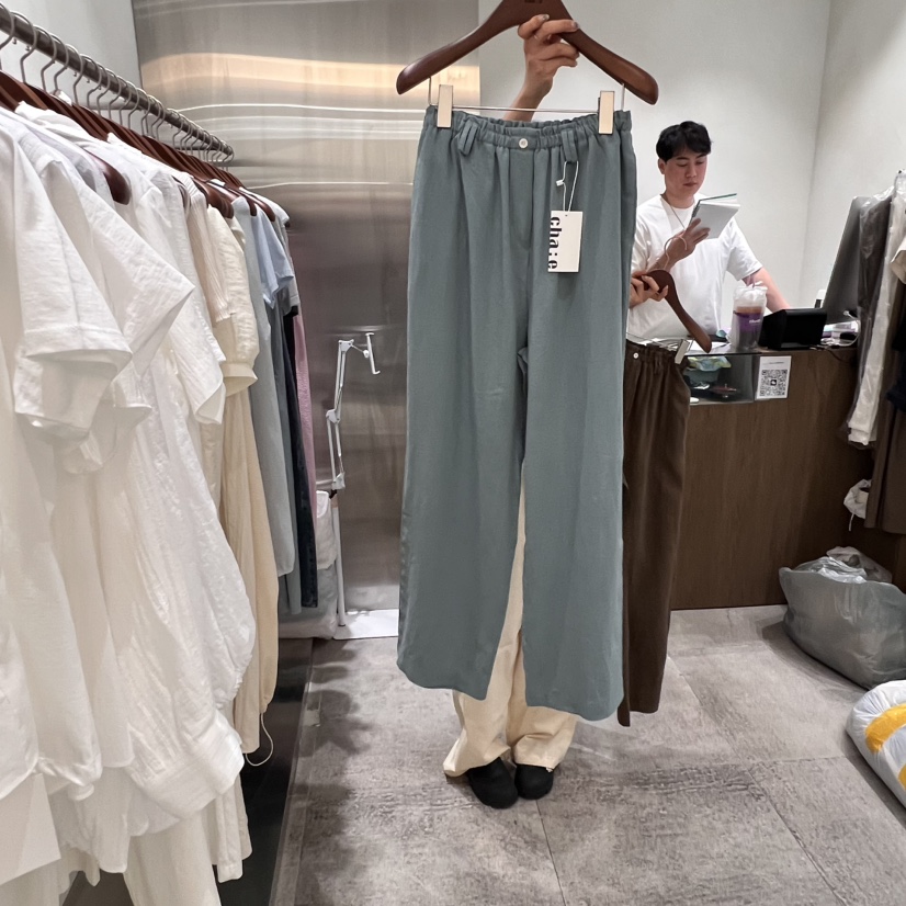 CHAE直郵韓國代購㊣女裝新款熱賣時尚人氣推薦休閑褲亞麻布CHAE休閑褲圖色2