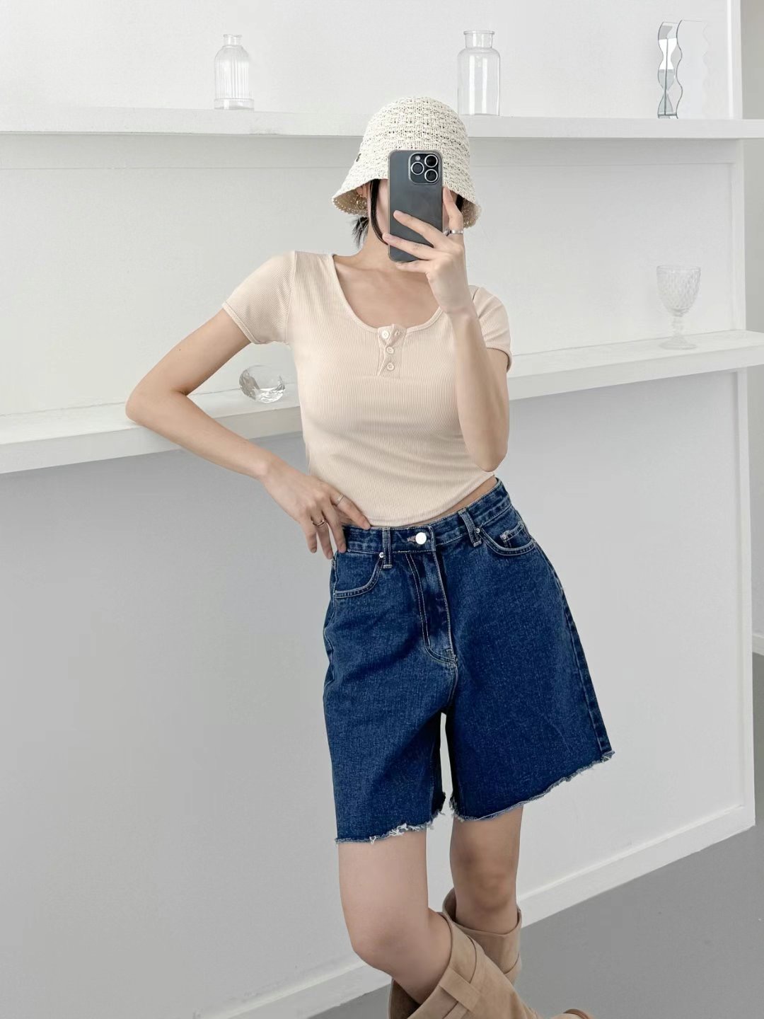 DOUBLEM韓國代購女裝新款真品時尚人氣職業推薦休閑熱賣牛仔褲DOUBLEM牛仔褲