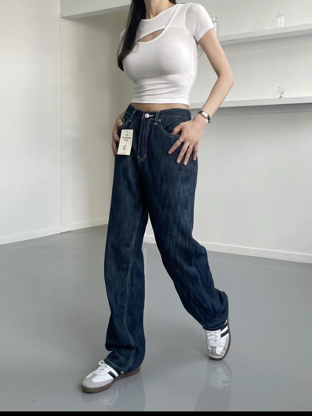 DOUBLEM韓國直郵女士新品職業人氣真品25春夏熱賣時尚牛仔褲DOUBLEM牛仔褲