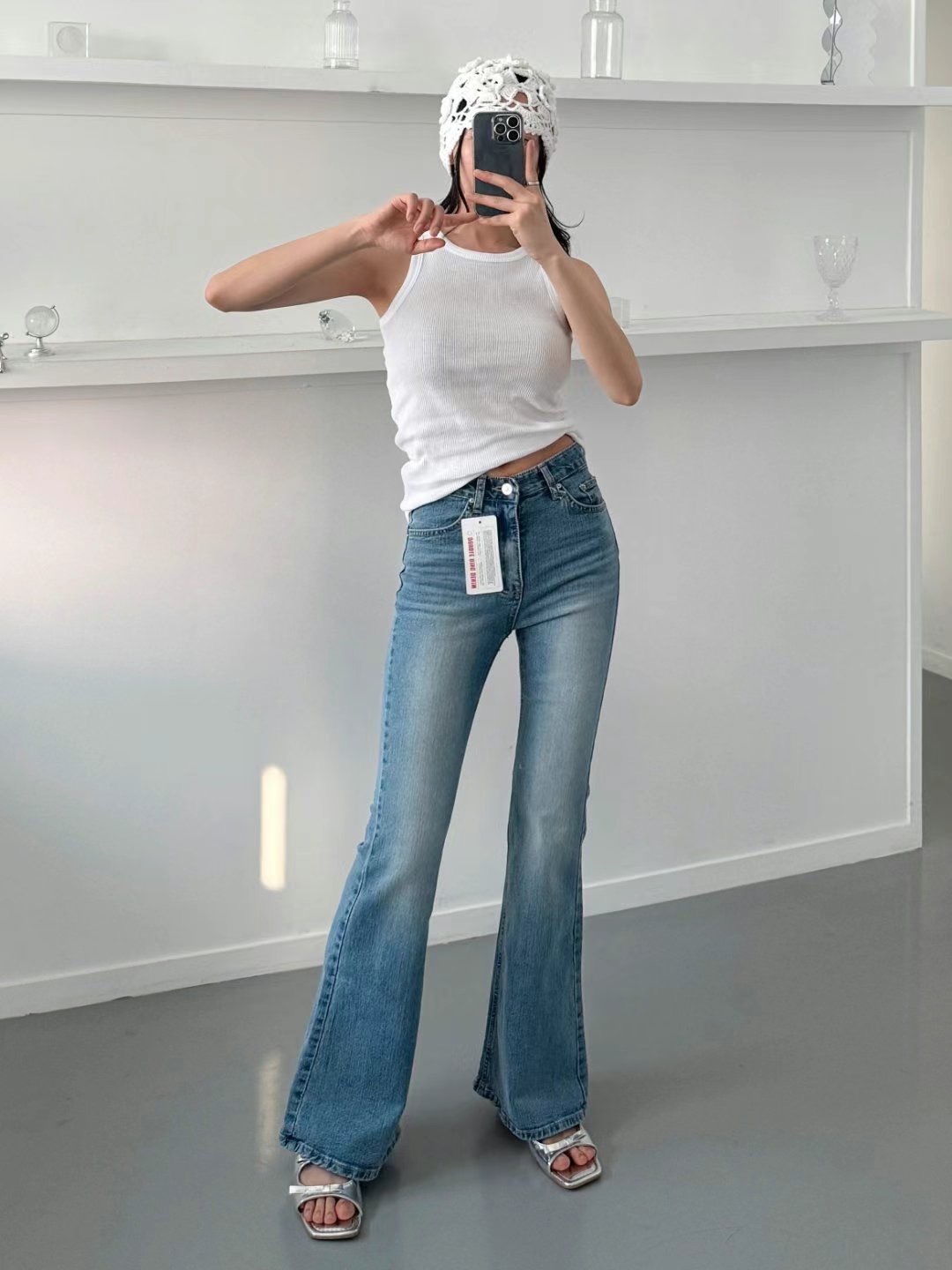 DOUBLEM韓國代購女裝新品職業休閑人氣熱賣25春夏真品牛仔褲DOUBLEM牛仔褲