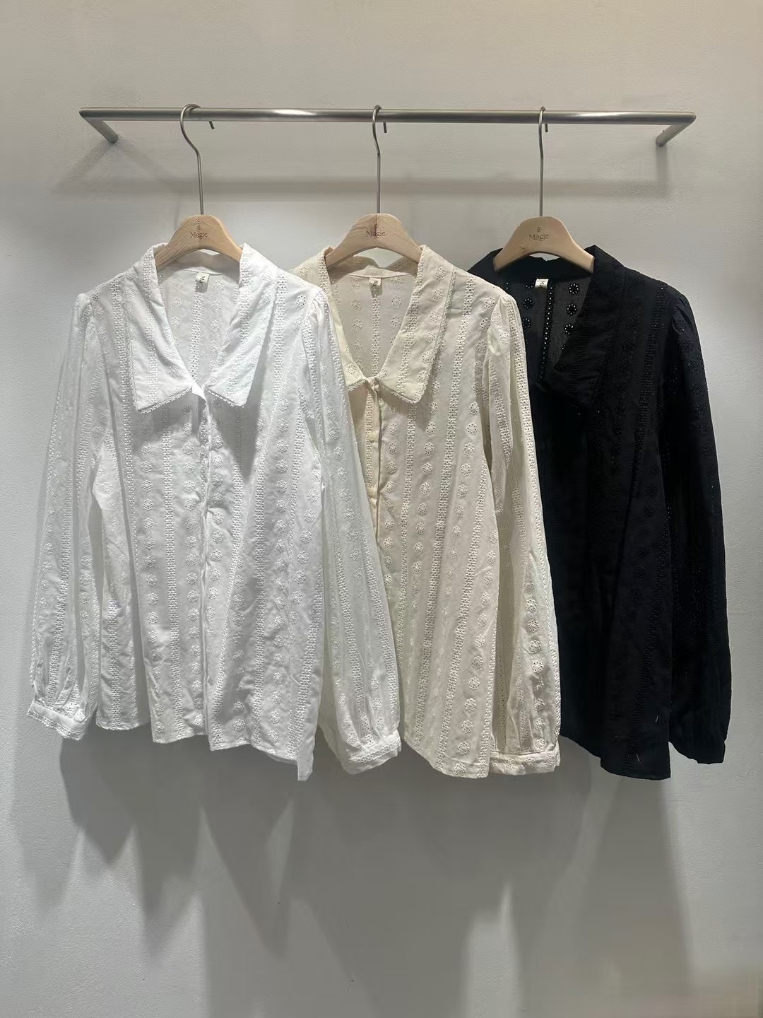 MAGIE東大門實拍女裝新款熱賣時尚休閑職業真品25春夏襯衫蕾絲衫magie襯衫/蕾絲衫圖色3左三色