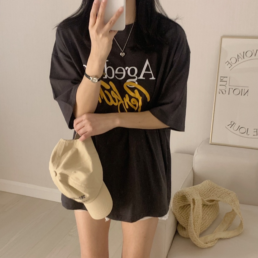 HELLO JINI韓國代購女裝新款25春夏熱賣人氣推薦休閑真品T恤HELLO JINIT恤圖色2