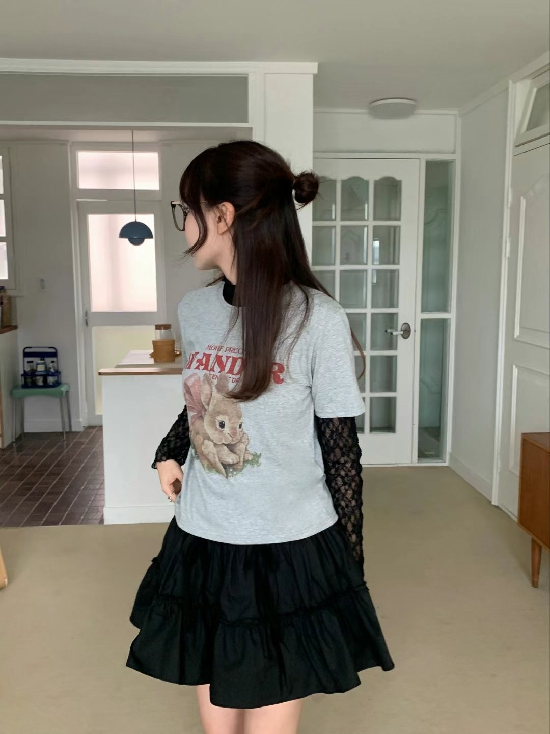 GROOMING韓國代購女裝新品熱賣25春夏職業真品推薦休閑T恤兔子GROOMINGT恤
