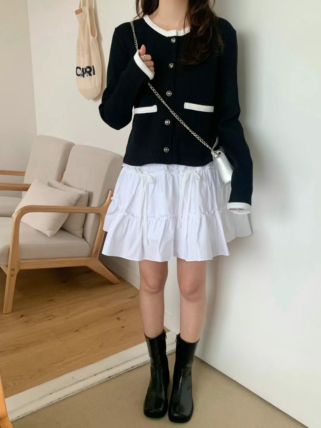 GROOMING東大門直郵女裝新款推薦人氣真品時尚短裙蝴蝶結蕾絲GROOMING短裙