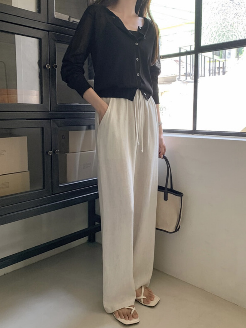 WOOD東大門代購女裝新品人氣休閑真品25春夏熱賣休閑褲亞麻WOOD休閑褲