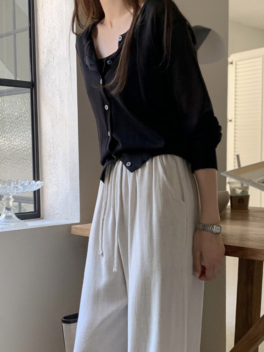 WOOD東大門代購女裝新品人氣休閑真品25春夏熱賣休閑褲亞麻WOOD休閑褲