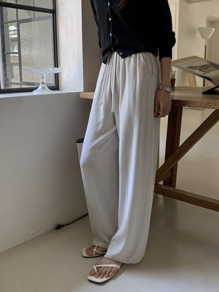 WOOD東大門代購女裝新品人氣休閑真品25春夏熱賣休閑褲亞麻WOOD休閑褲
