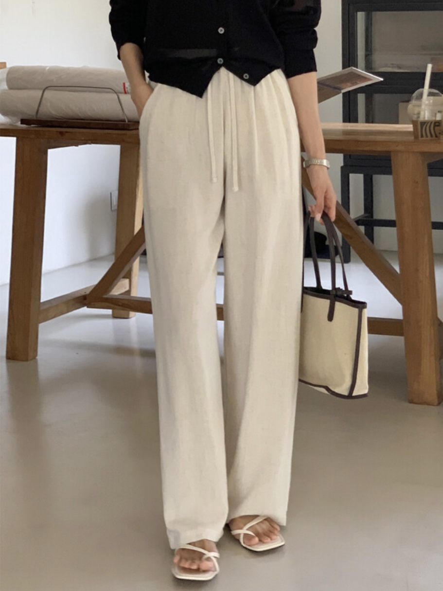 WOOD東大門代購女裝新品人氣休閑真品25春夏熱賣休閑褲亞麻WOOD休閑褲
