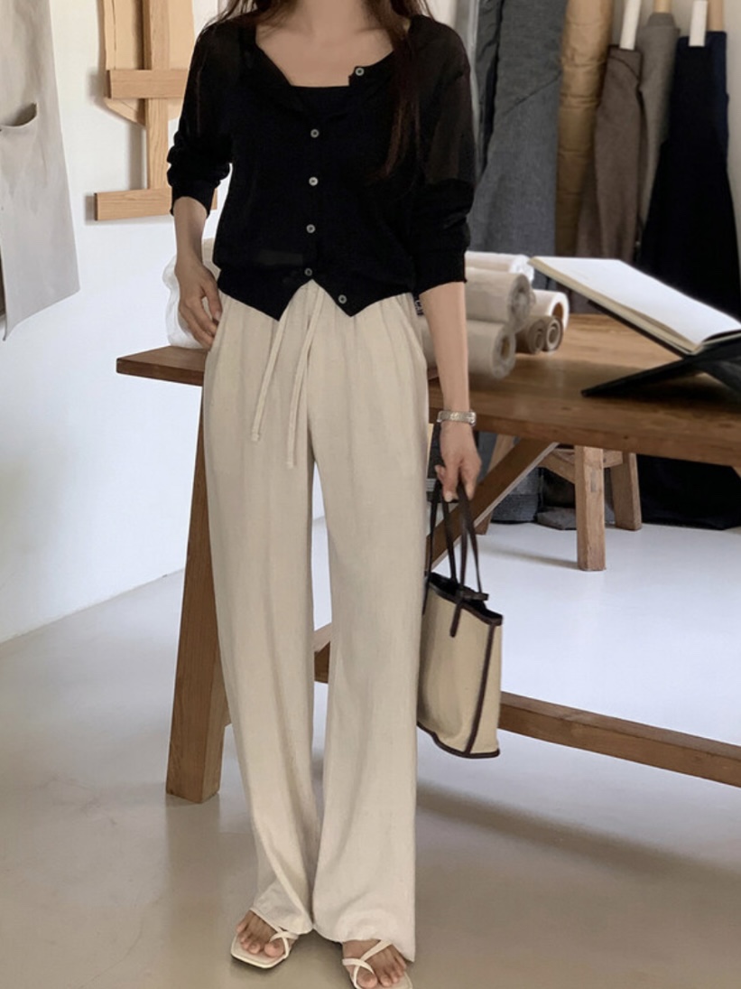 WOOD東大門代購女裝新品人氣休閑真品25春夏熱賣休閑褲亞麻WOOD休閑褲