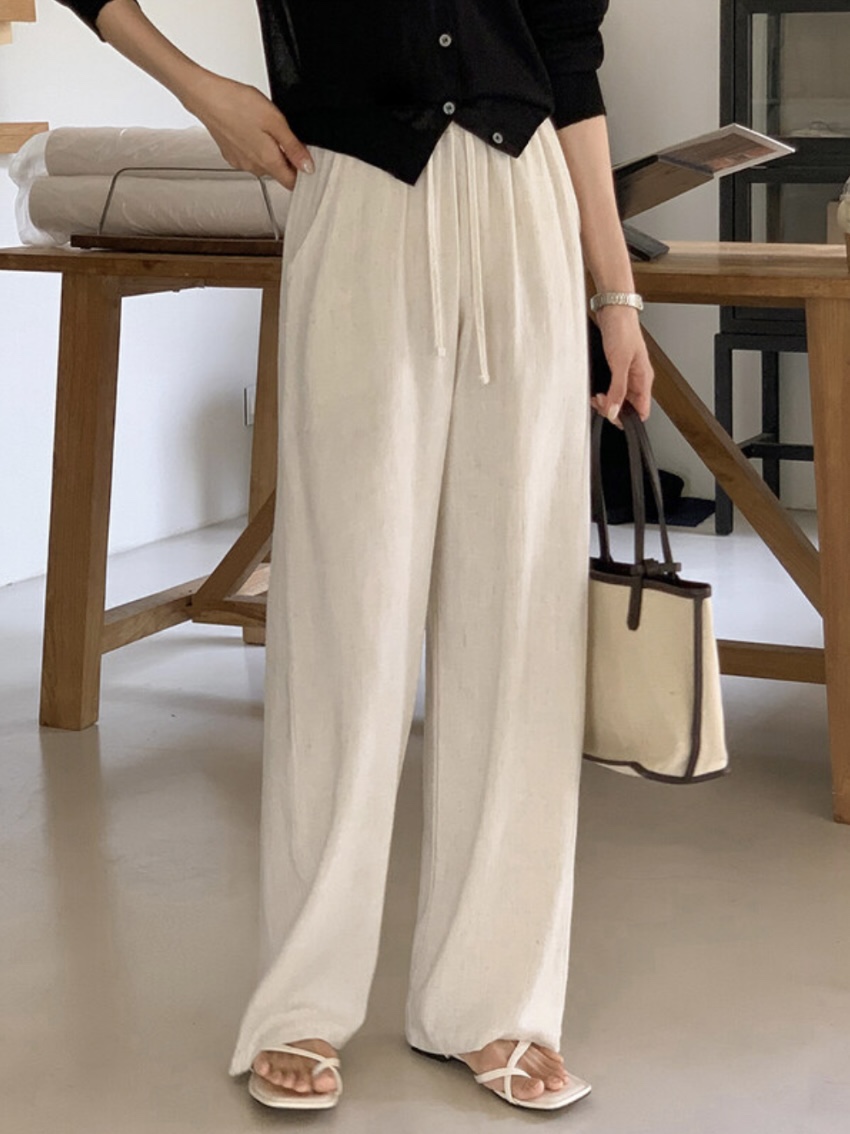 WOOD東大門代購女裝新品人氣休閑真品25春夏熱賣休閑褲亞麻WOOD休閑褲