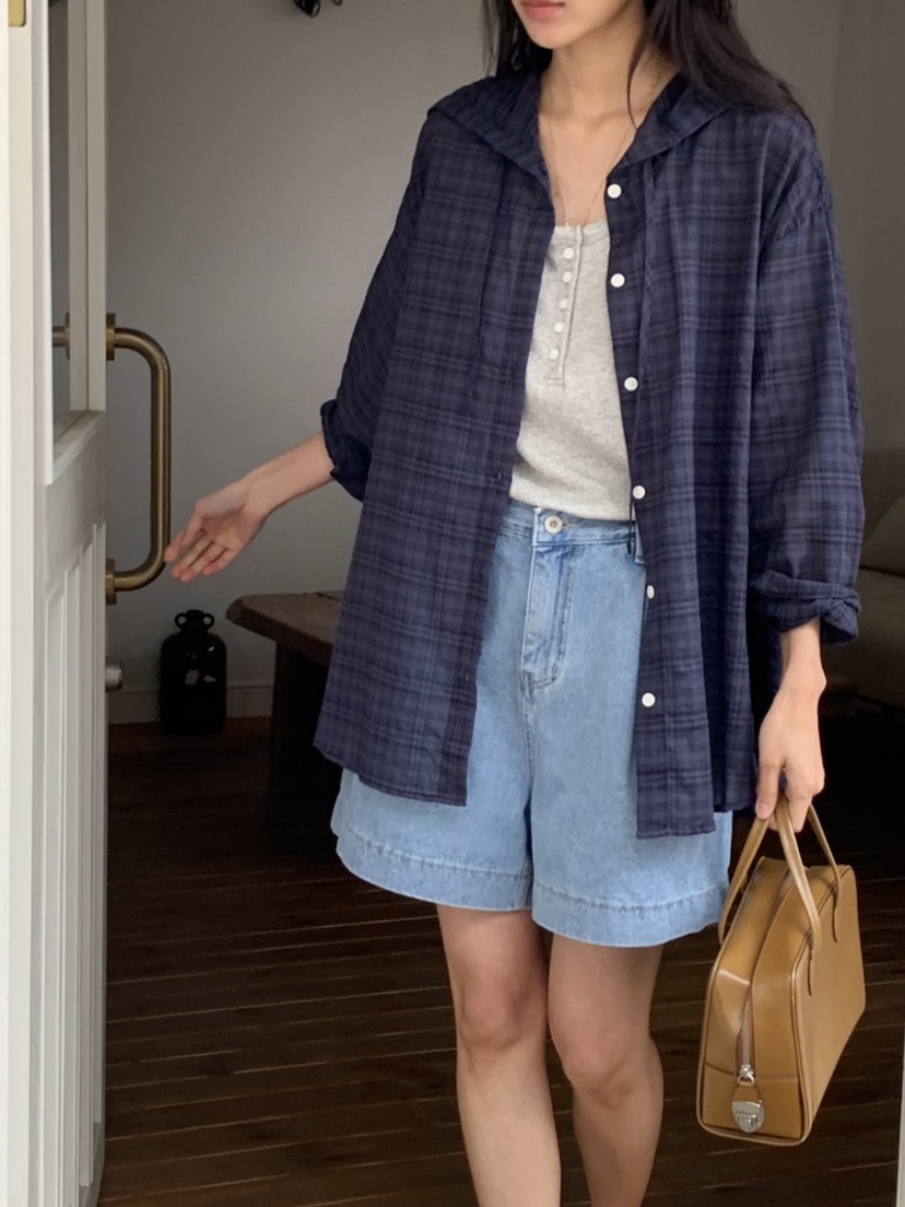 WOOD韓國代購女裝新款真品熱賣人氣推薦時尚襯衫蕾絲衫兜帽WOOD襯衫/蕾絲衫
