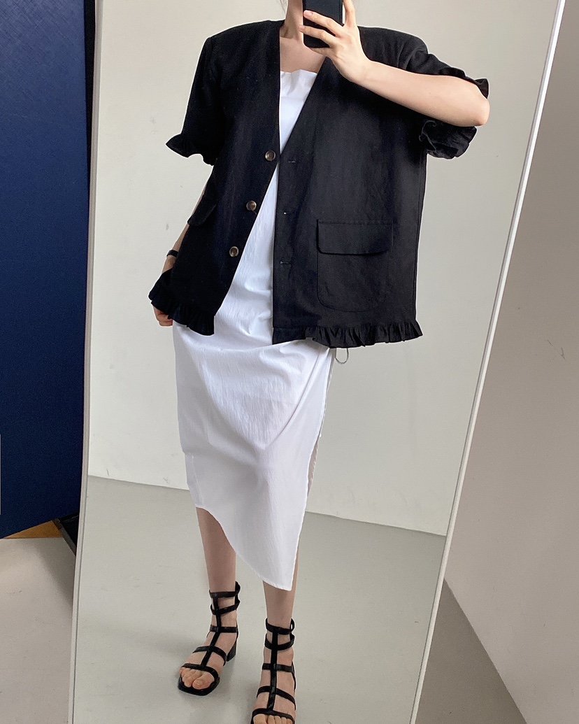 JENNIE東大門代購女士新款人氣推薦休閑職業25春夏夾克亞麻JENNIE/VENEFIT夾克