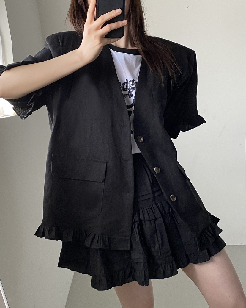 JENNIE東大門代購女士新款人氣推薦休閑職業25春夏夾克亞麻JENNIE/VENEFIT夾克