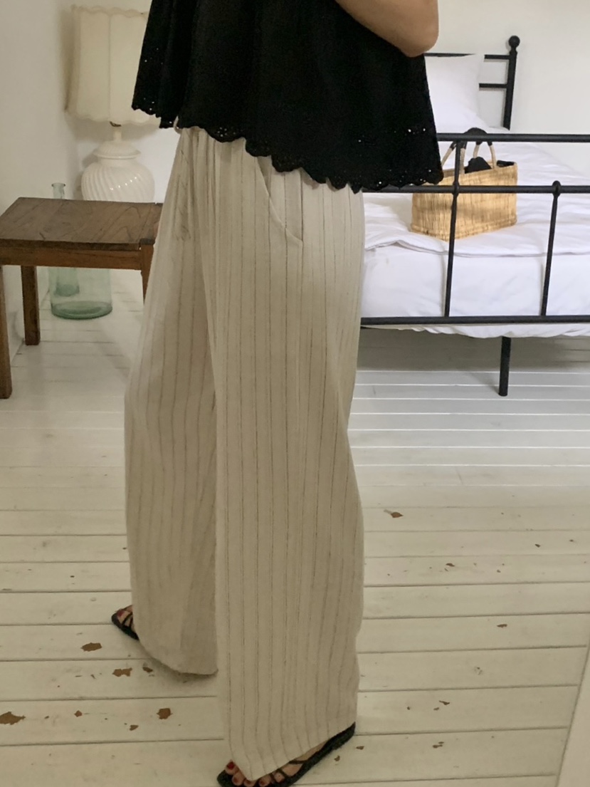 WOOD韓國直郵女士新款25春夏人氣休閑職業時尚真品休閑褲亞麻WOOD休閑褲