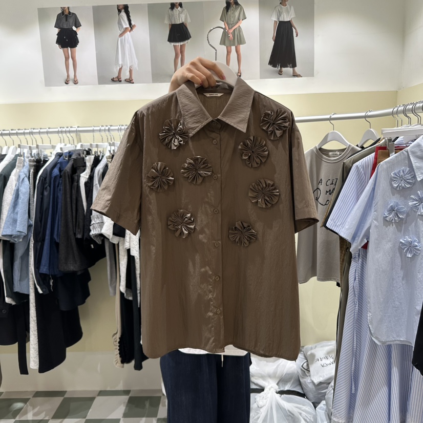OREUM韓國直郵女士新品職業時尚休閑25春夏推薦人氣襯衫蕾絲衫OihEum襯衫/蕾絲衫圖色2