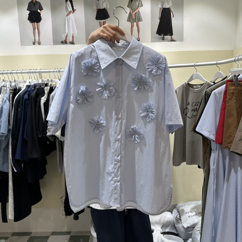 OREUM韓國直郵女士新品職業時尚休閑25春夏推薦人氣襯衫蕾絲衫OihEum襯衫/蕾絲衫圖色3