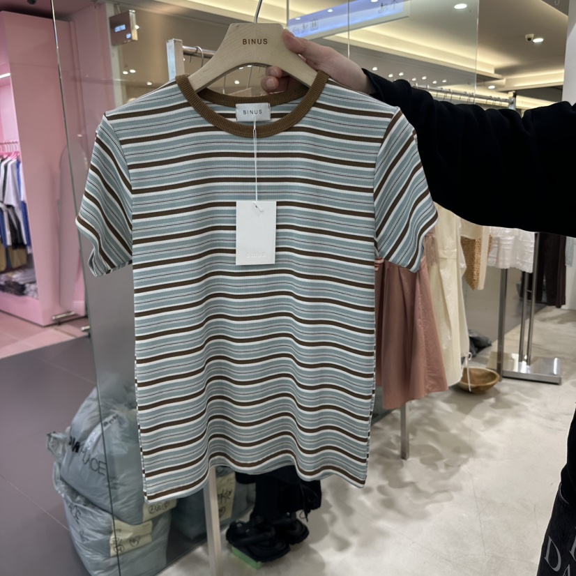 BINUS韓國直郵女裝新品推薦休閑熱賣時尚人氣職業真品25春夏T恤BINUST恤圖色3