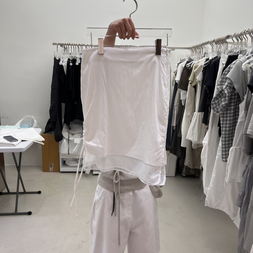 PADO東大門代購女士新品熱賣時尚25春夏真品半身裙中短裙褶皺PADO半身裙/中短裙