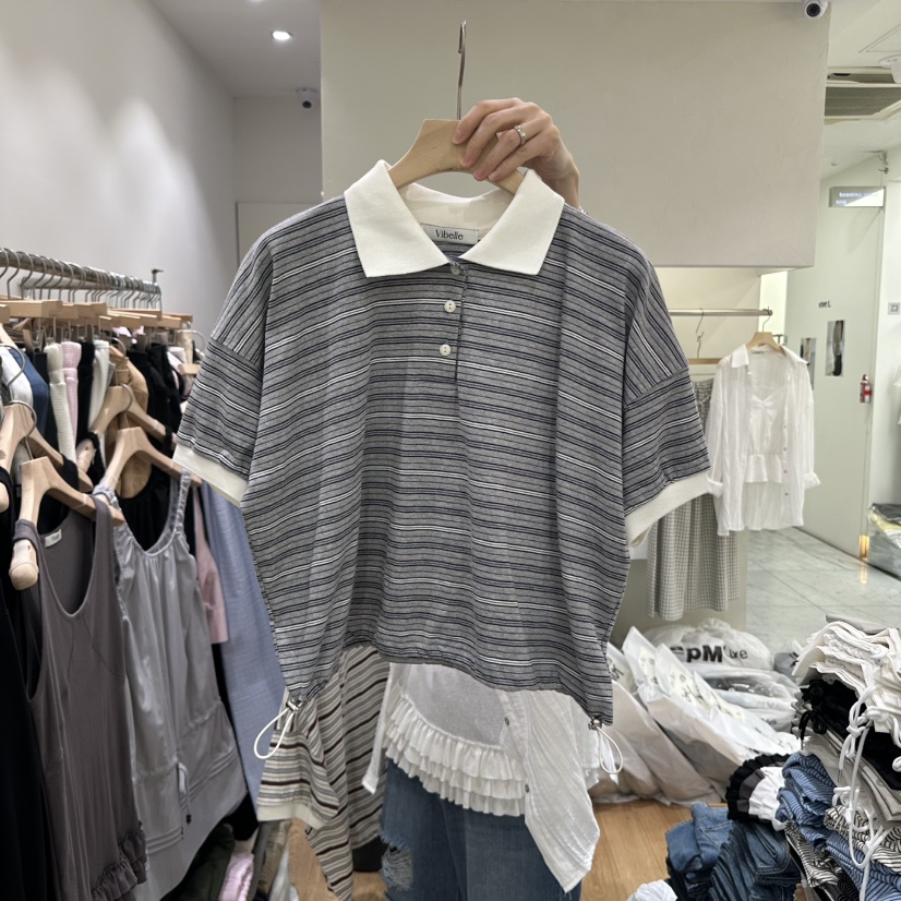 VIBELLE東大門實拍女裝新款25春夏休閑真品推薦時尚人氣T恤VIBELLET恤圖色2