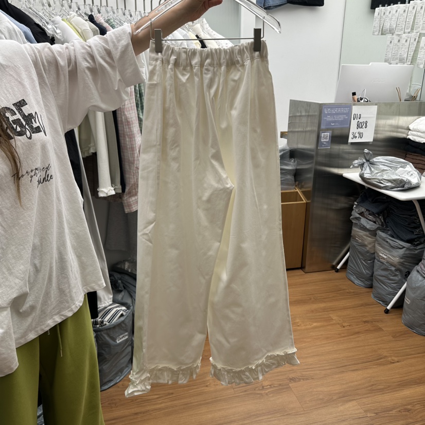 GABIZON東大門實拍女裝新品休閑熱賣25春夏休閑褲荷葉邊棉質GABIZON休閑褲