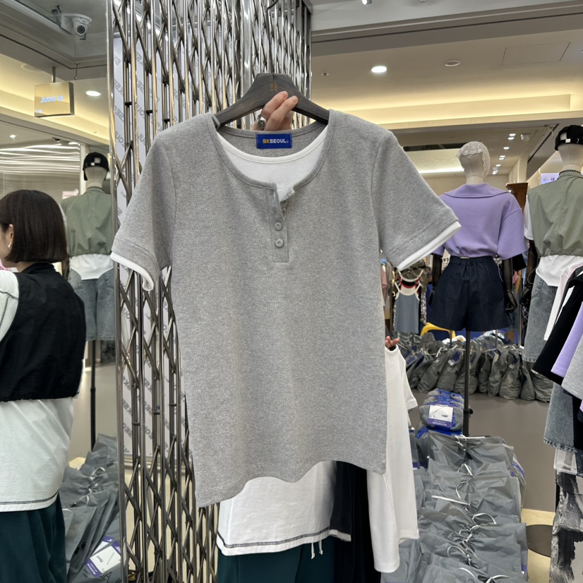 5K韓國代購女裝新品熱賣休閑職業25春夏真品人氣推薦時尚T恤5KT恤圖色2