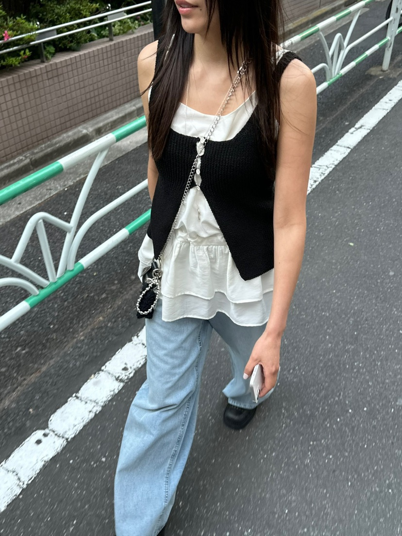 ACME韓國直郵女士新品職業熱賣25春夏真品吊帶背心紐扣背心ACME吊帶/背心
