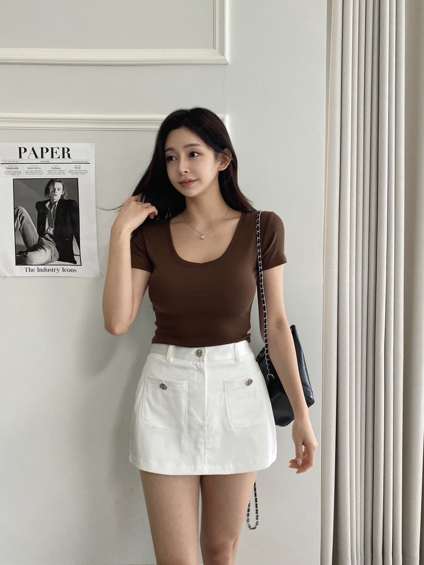 CLOTH韓國直郵女裝新款真品人氣休閑25春夏熱賣推薦時尚T恤V領CLOTHT恤