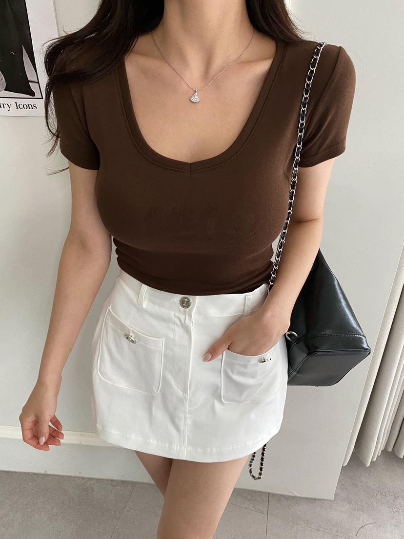 CLOTH韓國直郵女裝新款真品人氣休閑25春夏熱賣推薦時尚T恤V領CLOTHT恤