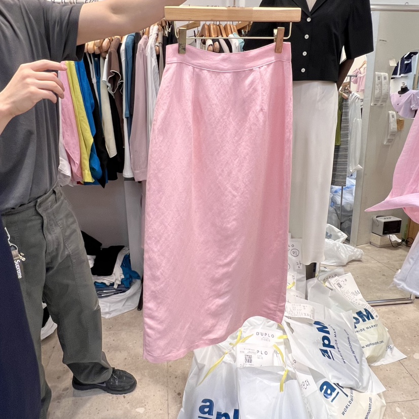 DUPLO韓國代購女士新品熱賣真品人氣推薦25春夏半身裙中短裙亞麻DUPLO半身裙/中短裙