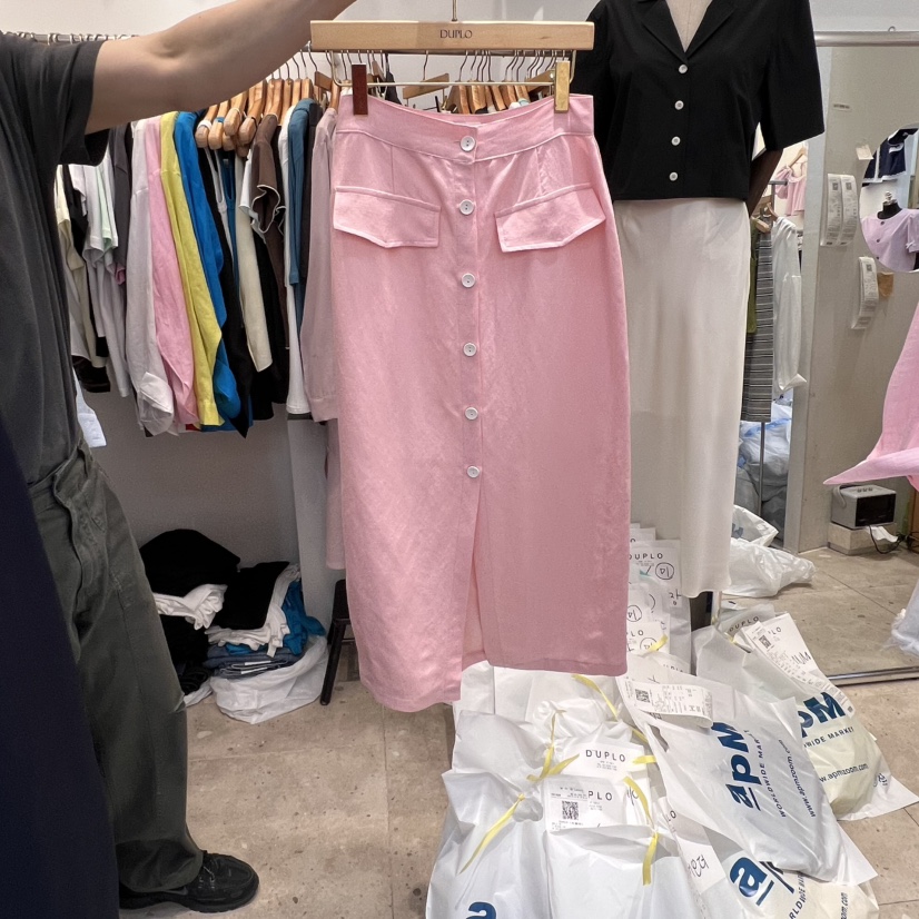 DUPLO韓國代購女士新品熱賣真品人氣推薦25春夏半身裙中短裙亞麻DUPLO半身裙/中短裙圖色2