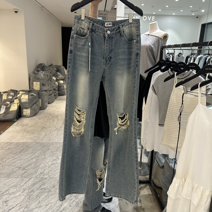 ANOVE韓國代購女士新品25春夏休閑真品時尚人氣推薦熱賣牛仔褲ANOVE牛仔褲