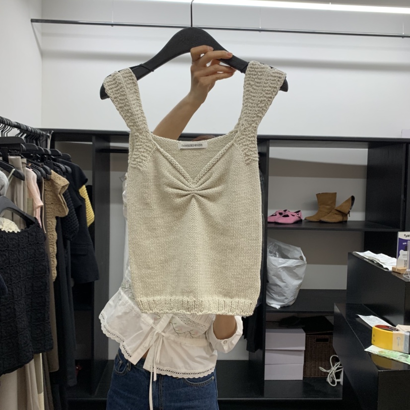 UNANSWERED-MYSTERY韓國直郵女裝新款職業真品吊帶背心褶皺UNANSWERED/MYSTERY吊帶/背心圖色1