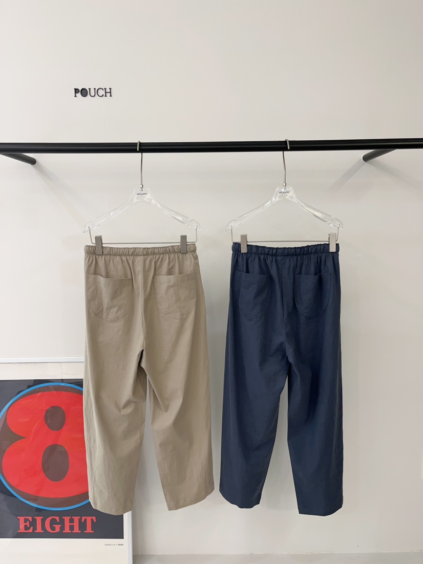 POUCH東大門實拍女士新品真品25春夏人氣時尚職業休閑褲亞麻布POUCH休閑褲